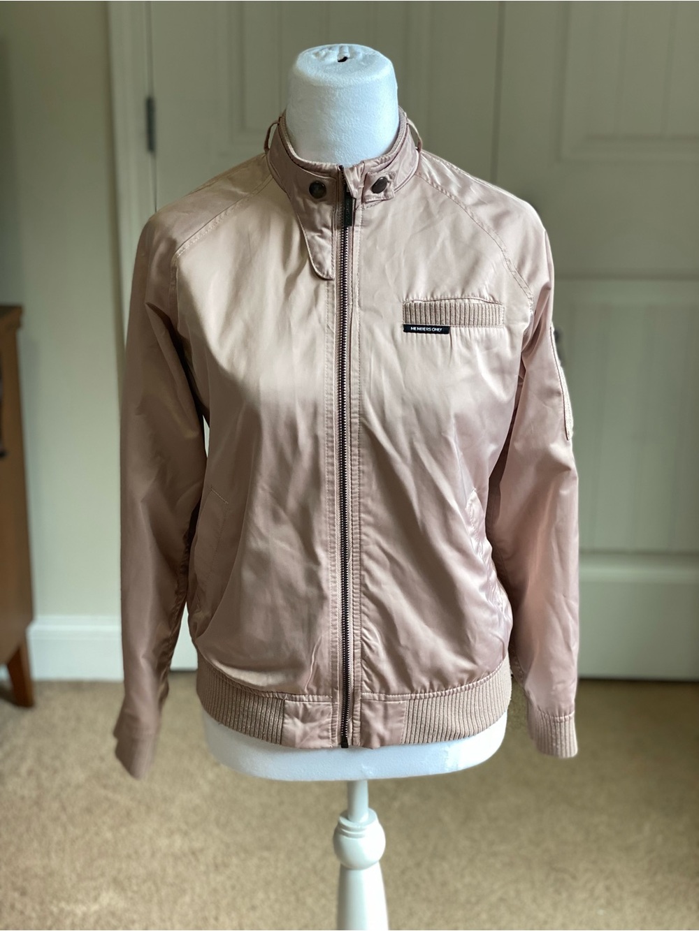 Girls Members Only Satin Bomber Jacket Dusty Pink Size 14/